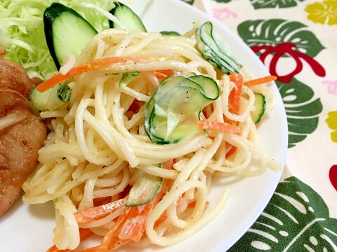 付け合わせサラダ 白石温麺で マヨネーズサラダ♪